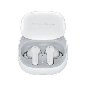 M3 AI translator earbuds with charging case supporting real time translation in 144 languages