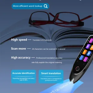 S50 AI translator pen with 3 inch HD screen supporting voice translation text scanning and multiple languages
